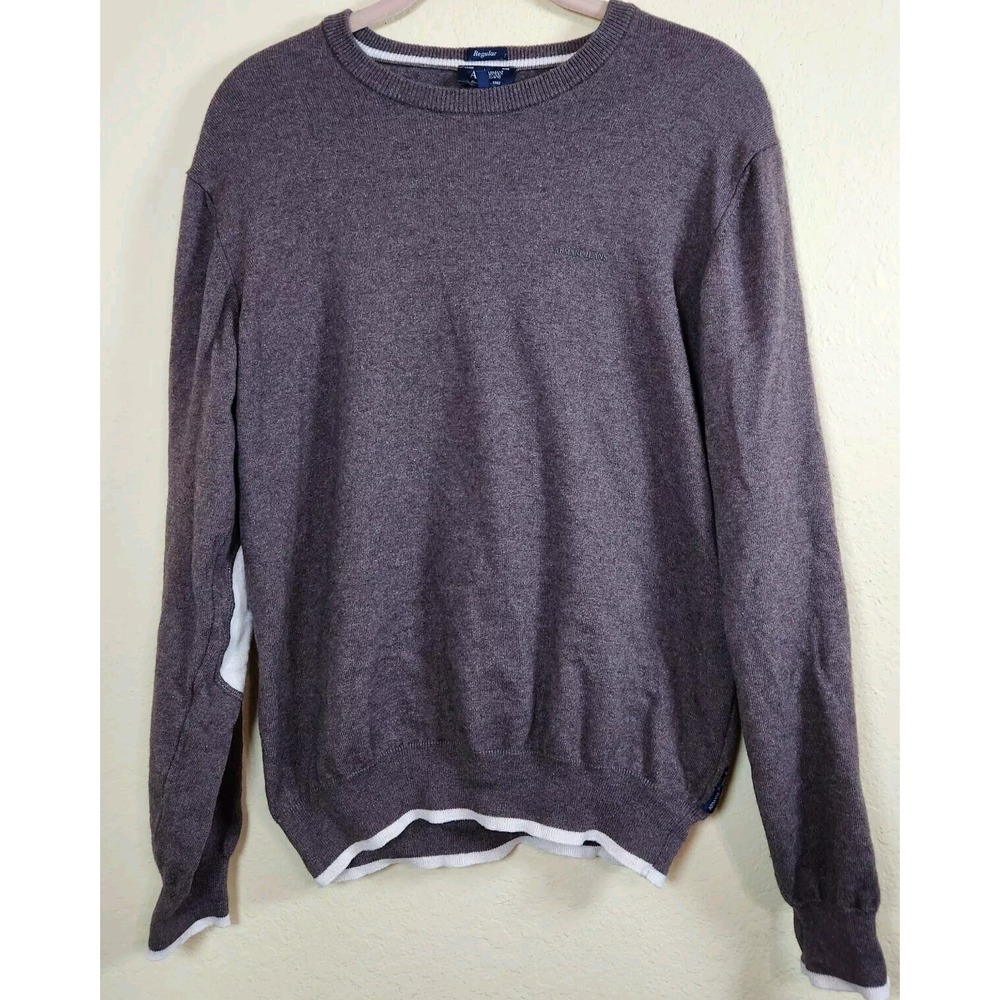 Armani Jeans‎ Mens Brown Cotton Wool Blend Crewneck Sweater Regular Fit L W95KT